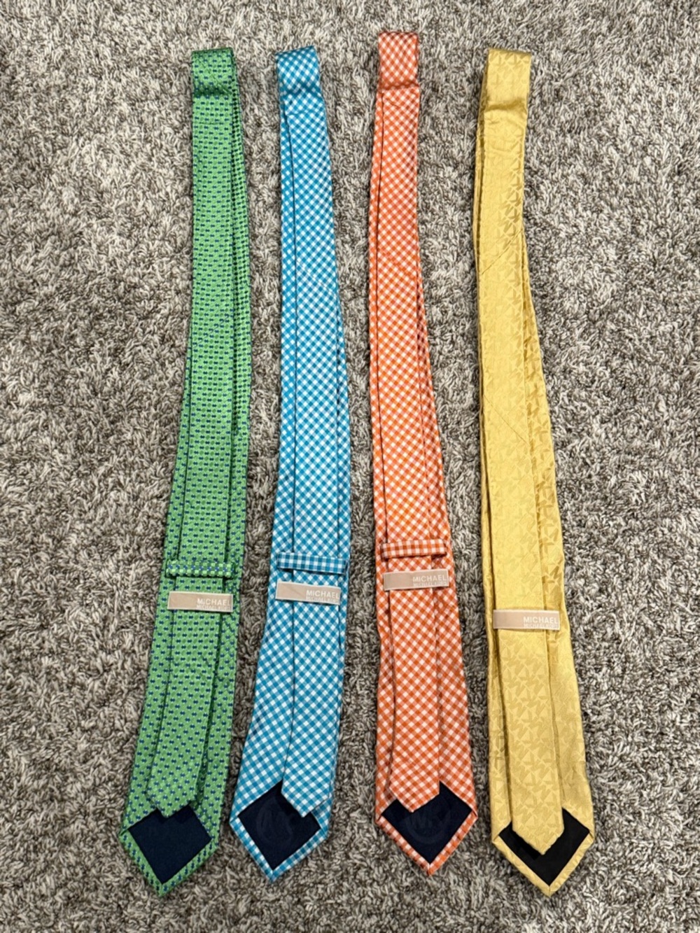 Michael Kors Green, Blue, Orange & Yellow Patterned Silk Necktie Set